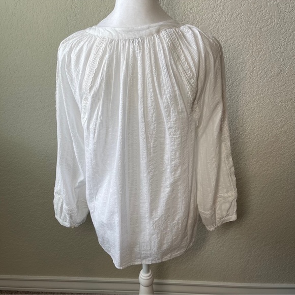 🆕 J Crew Peasant Top in Textured Voile Lace Trim - Picture 7 of 9